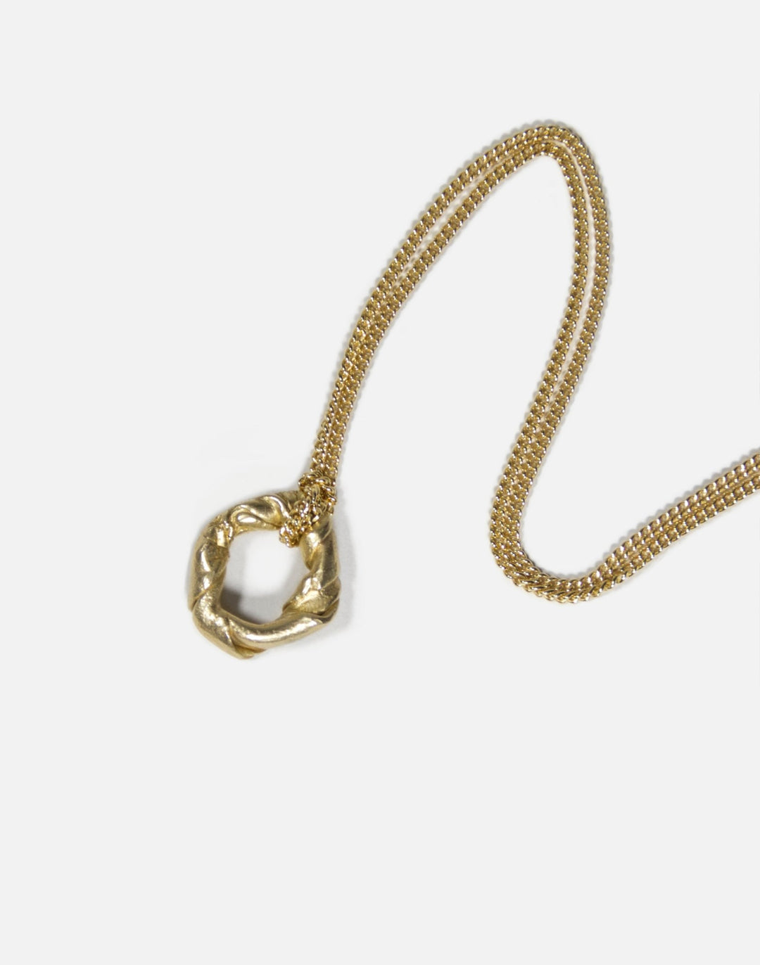 Minimalist Gold brass modern pendant necklace. Jewelry made in Brooklyn New York by designer llayers.
