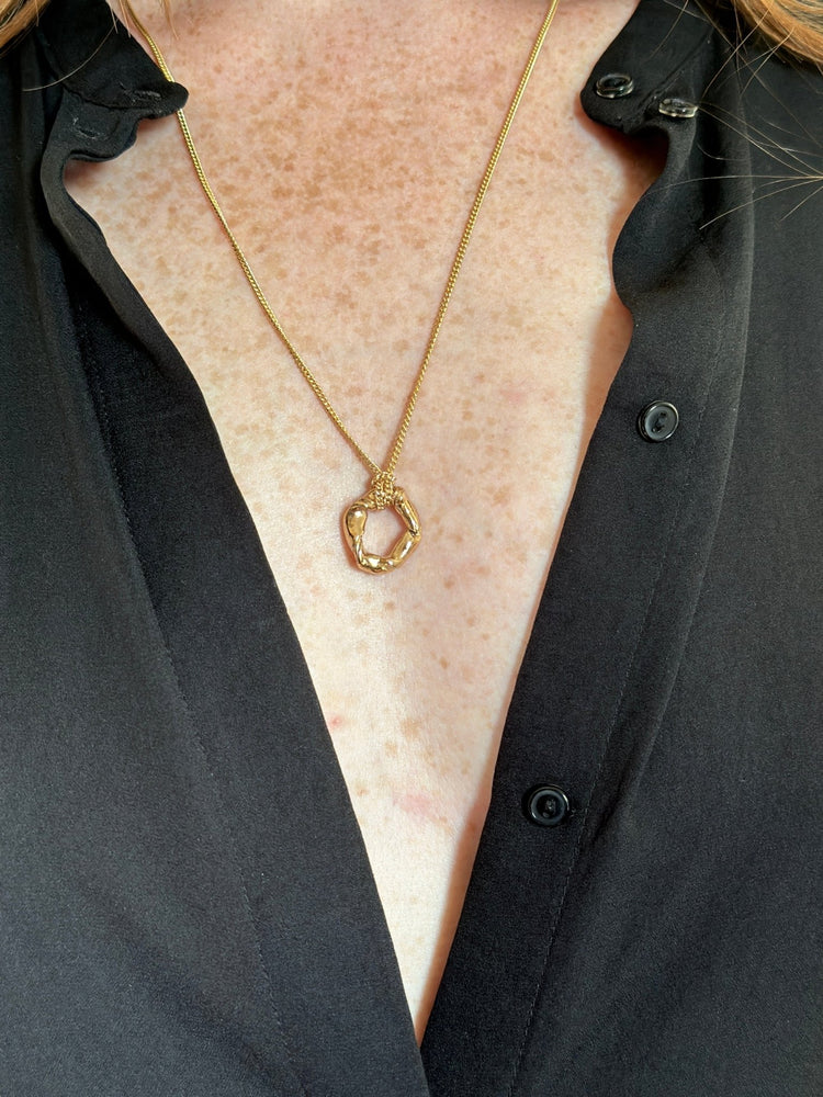 Modern gold pendant necklace. Jewelry made in Brooklyn New York by designer llayers.