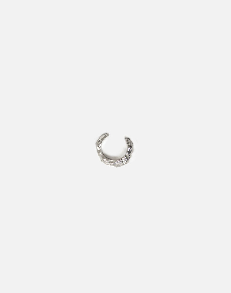 Modern sterling silver textured ear cuff. Emerging designer. Minimalist jewelry made in Brooklyn New York by llayers.