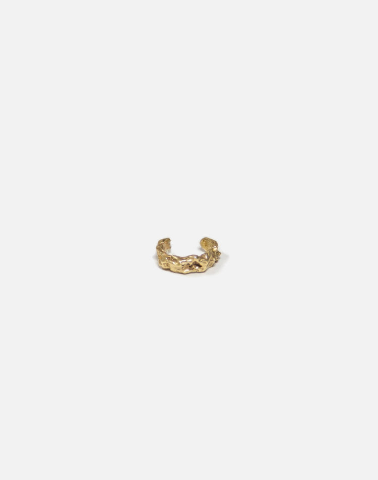 Refined Gold textured ear cuff. Emerging designer. Best minimalist jewelry made in Brooklyn New York by llayers.