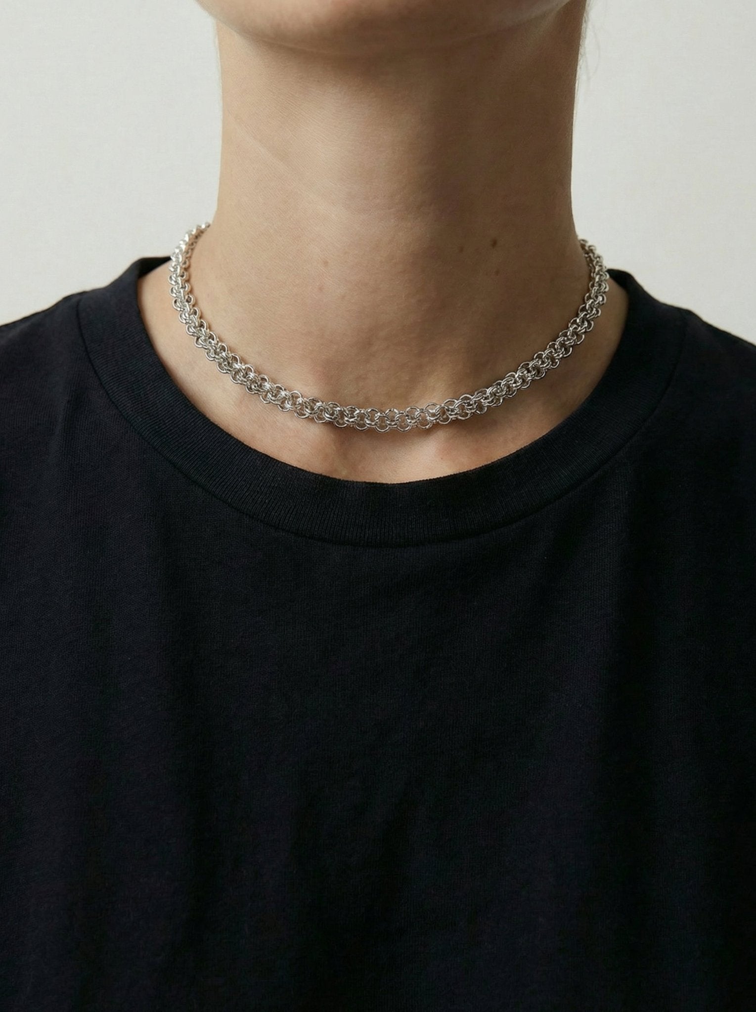 Sterling silver two-row chain choker necklace in New York