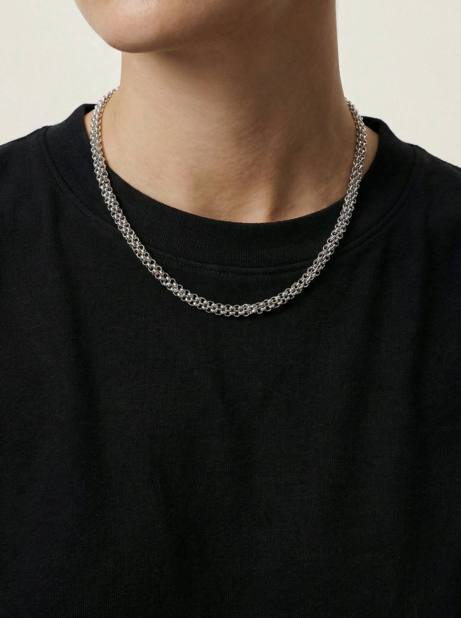 Sterling silver two-row chain choker necklace in New York
