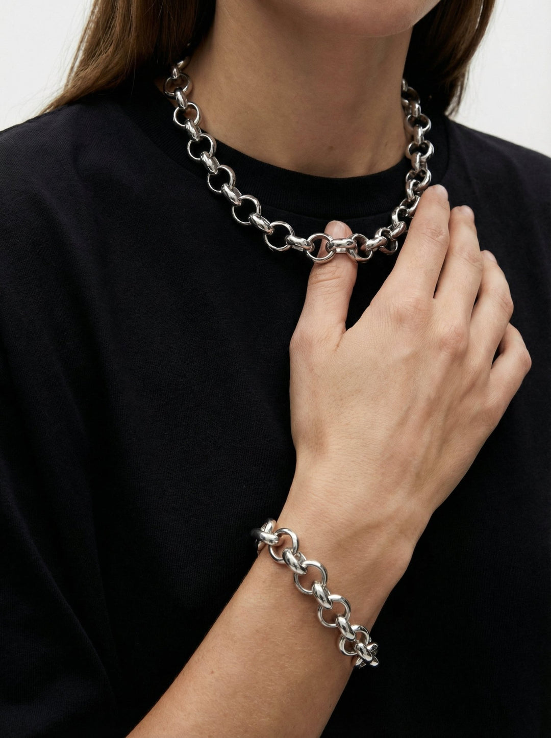 Chunky chain necklace infinity stainless steel jewelry made in Brooklyn New York by llayers