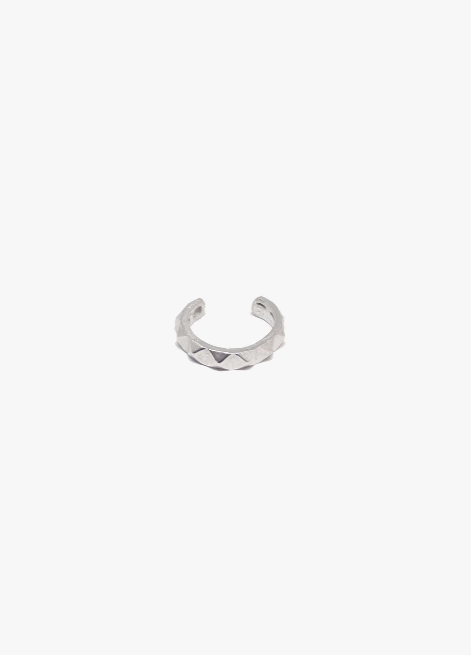 Silver minimal ear cuff earring. For men's or women's, unisex jewelry, made in Brooklyn New York, Pyra by llayers.