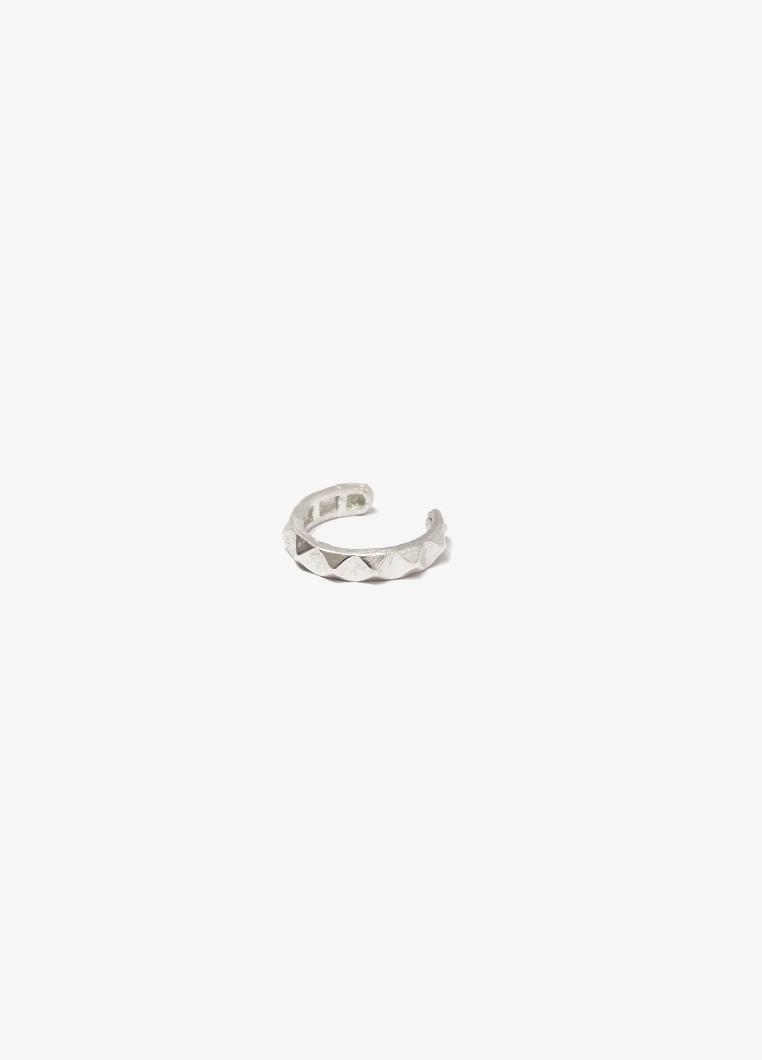 Silver minimal ear cuff earring. For men's or women's, unisex jewelry, made in Brooklyn New York, Pyra by llayers.