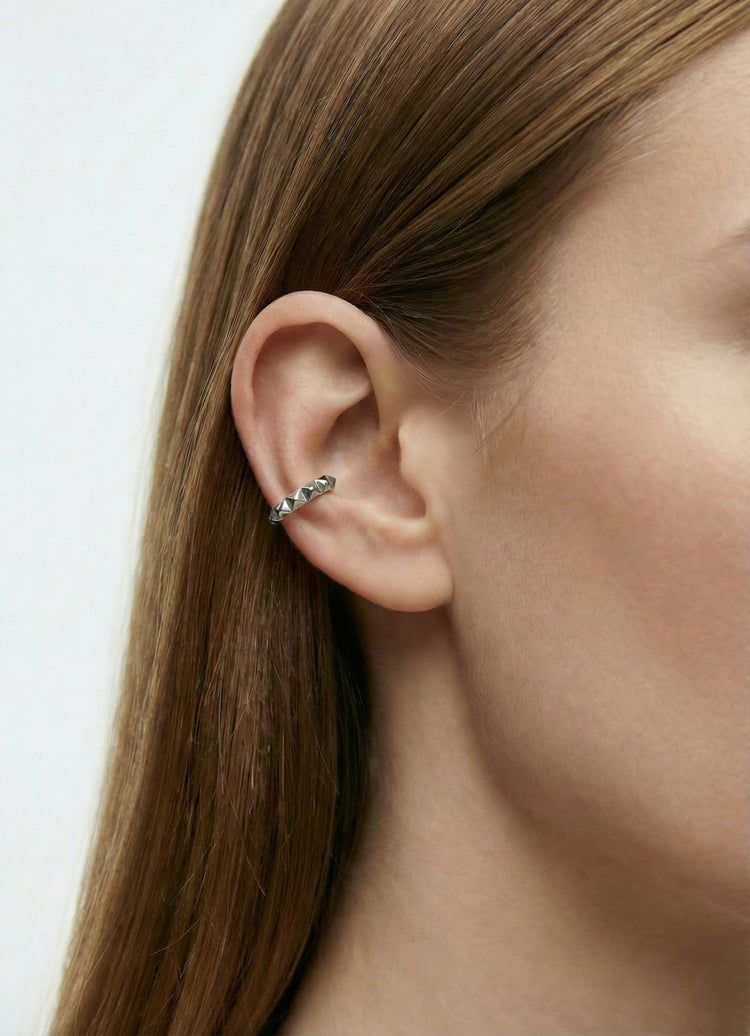 Silver ear cuff earring. For men's or women's, unisex jewelry, made in Brooklyn New York  by llayers.