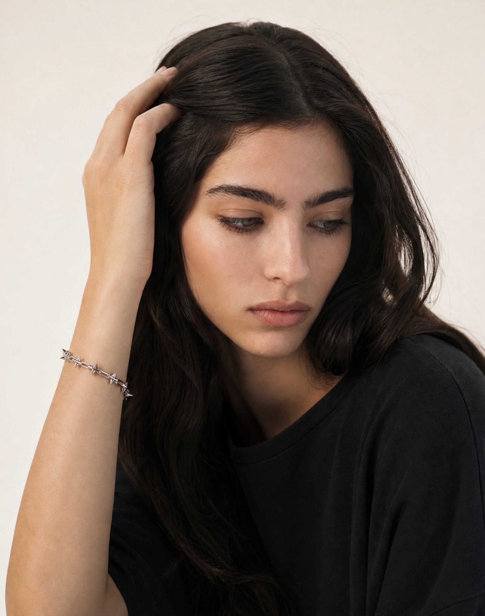 Small silver spikes chain bracelet unisex jewelry handmade New York Brooklyn by llayers 