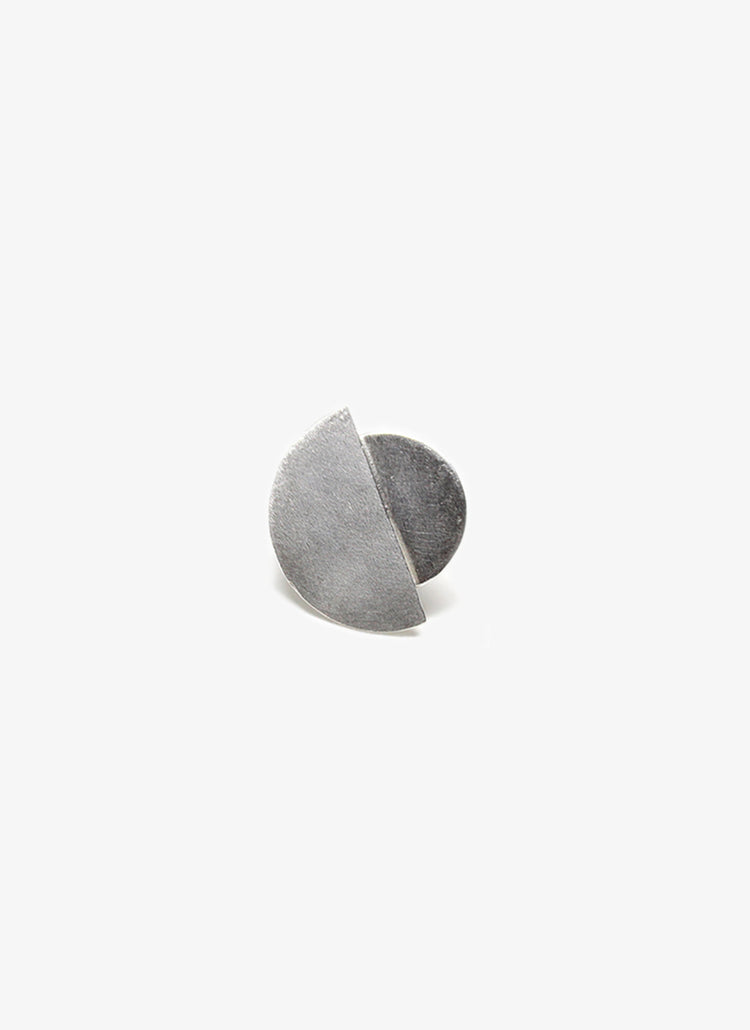 Silver moon statement ring. Minimalist modern jewelry handcrafted in Brooklyn New York by designer llayers.Eclipse.