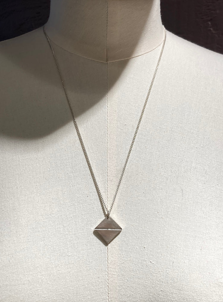 Silver talisman pendant necklace synthesis new york brooklyn by unisex minimalist jewelry designer llayers