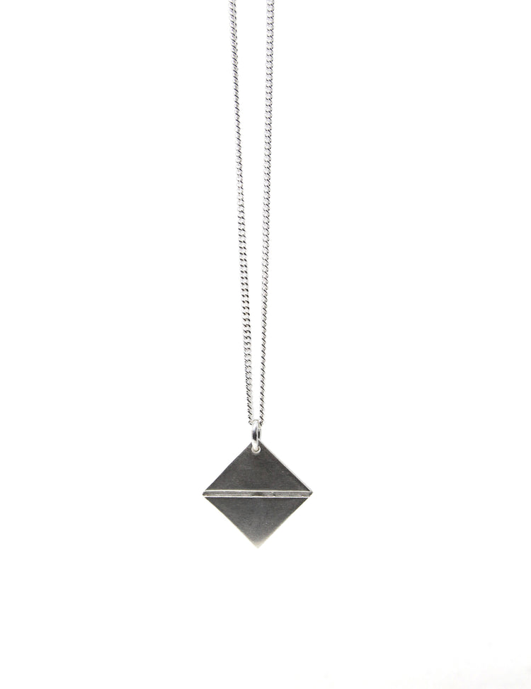 Silver talisman pendant necklace synthesis new york brooklyn by unisex minimalist jewelry designer llayers