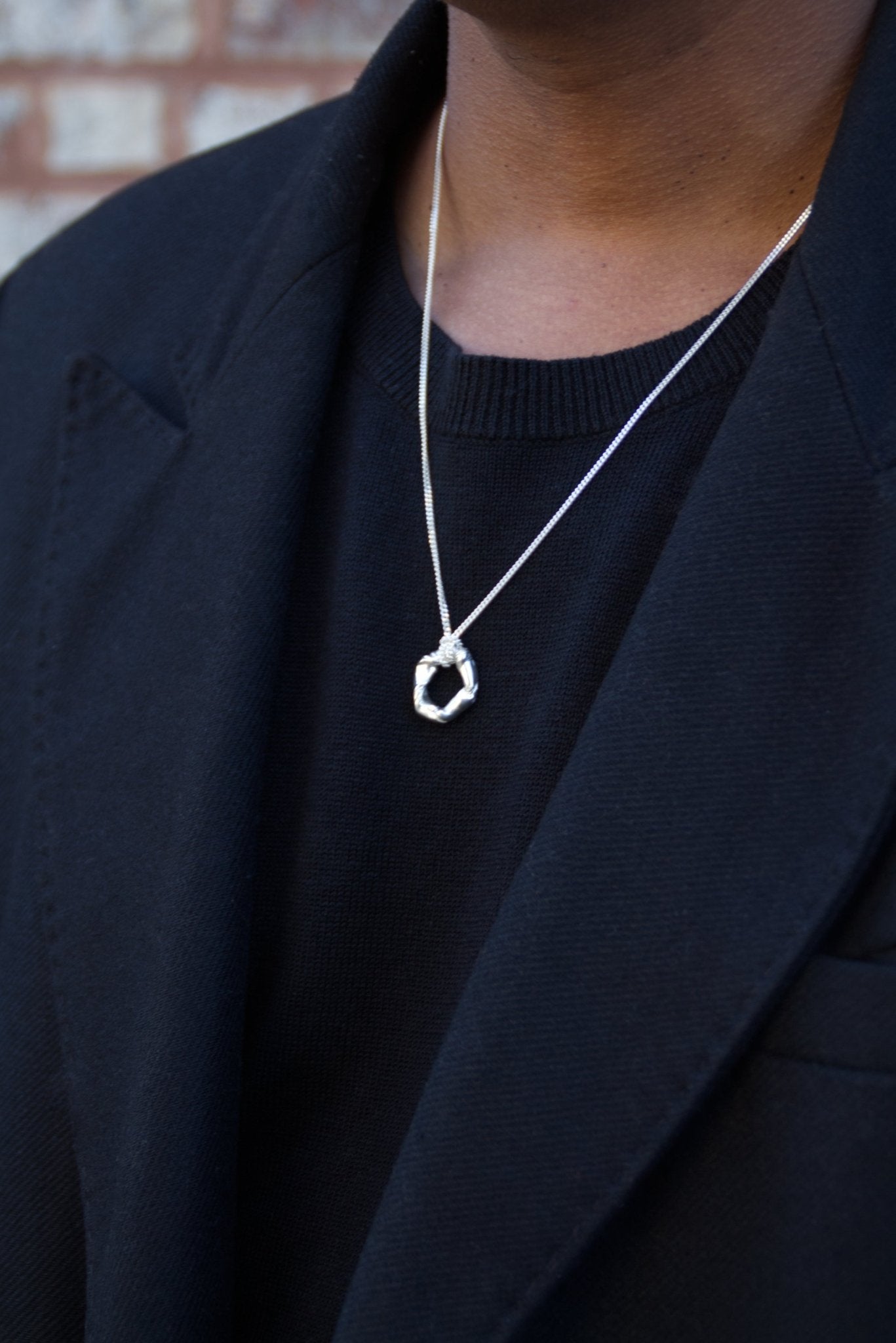 Sterling silver men's pendant necklace. Jewelry made in Brooklyn New York by designer llayers.