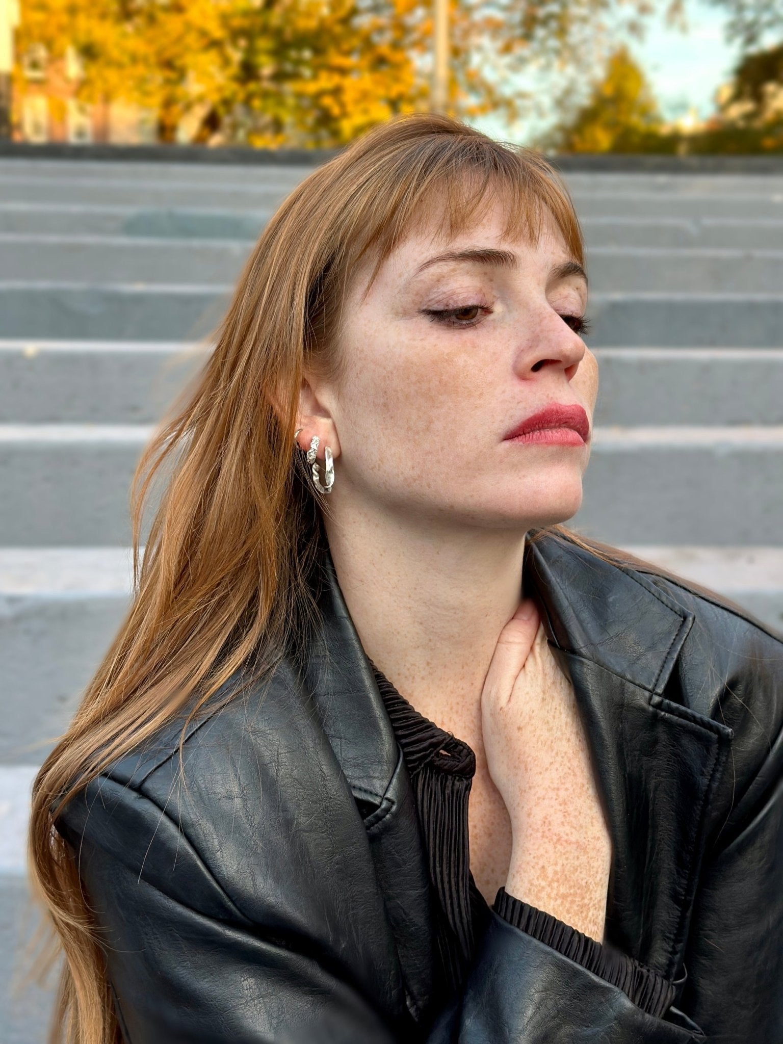 Sterling silver modern hoop earrings. Best minimalist jewelry made in Brooklyn New York by llayers.