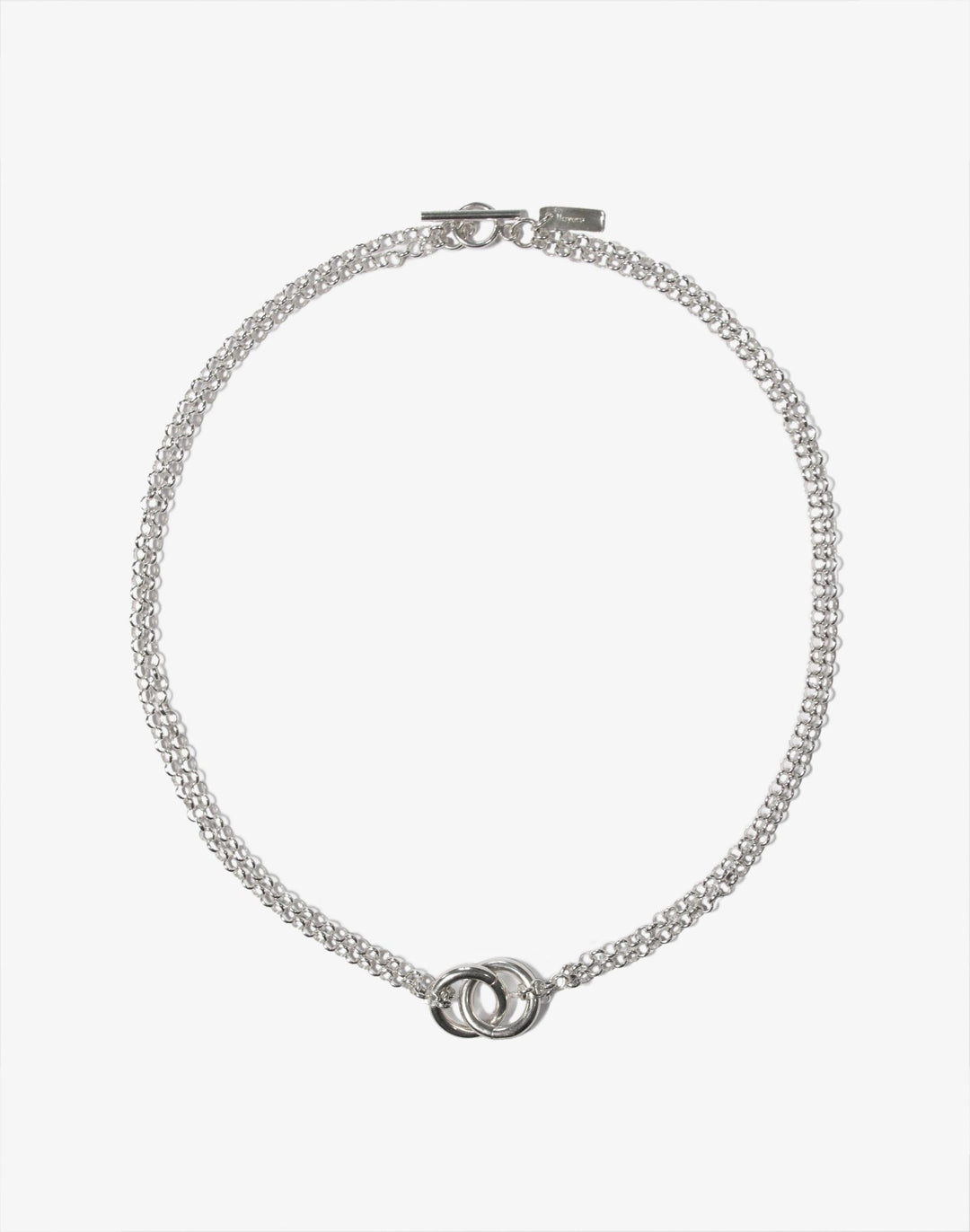 Sterling silver necklace chain loops choker. Trendy minimalist affordable jewelry handcrafted In New York by llayers.