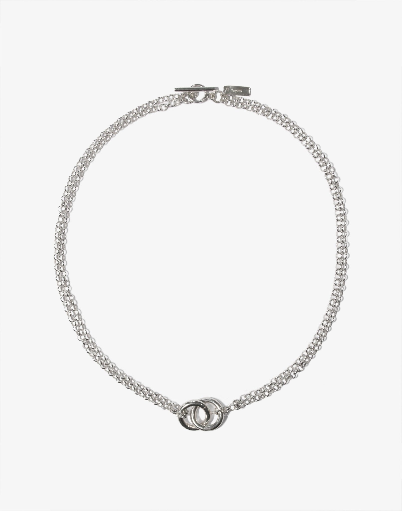 Sterling silver necklace chain loops choker. Trendy minimalist affordable jewelry handcrafted In New York by llayers.