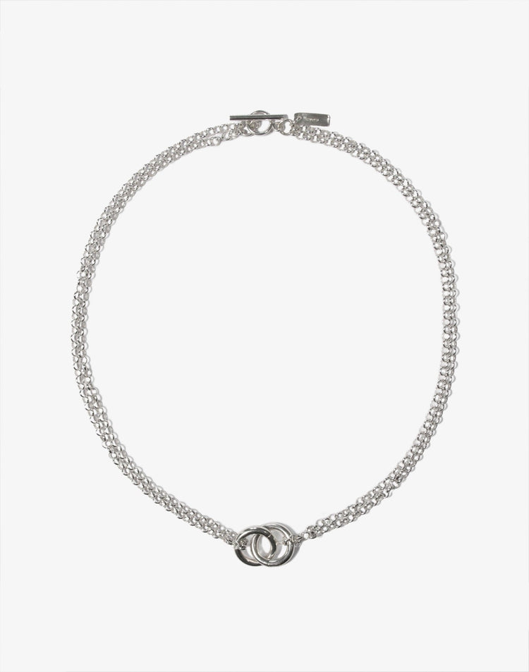 Sterling silver necklace chain loops choker. Trendy minimalist affordable jewelry handcrafted In New York by llayers.