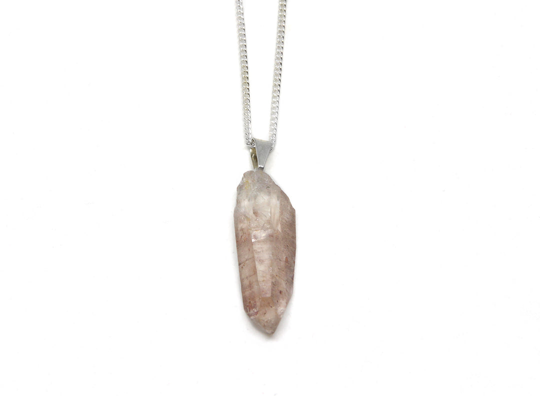 Tangerine Quartz stone silver chain pendant necklace Brooklyn New York by designer llayers