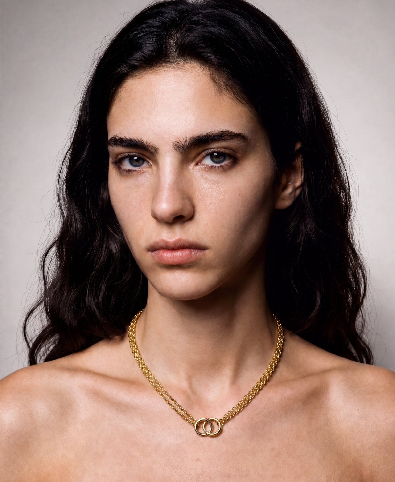 Gold chain necklace with loops choker. Trendy modern affordable jewelry handcrafted in New York by llayers.