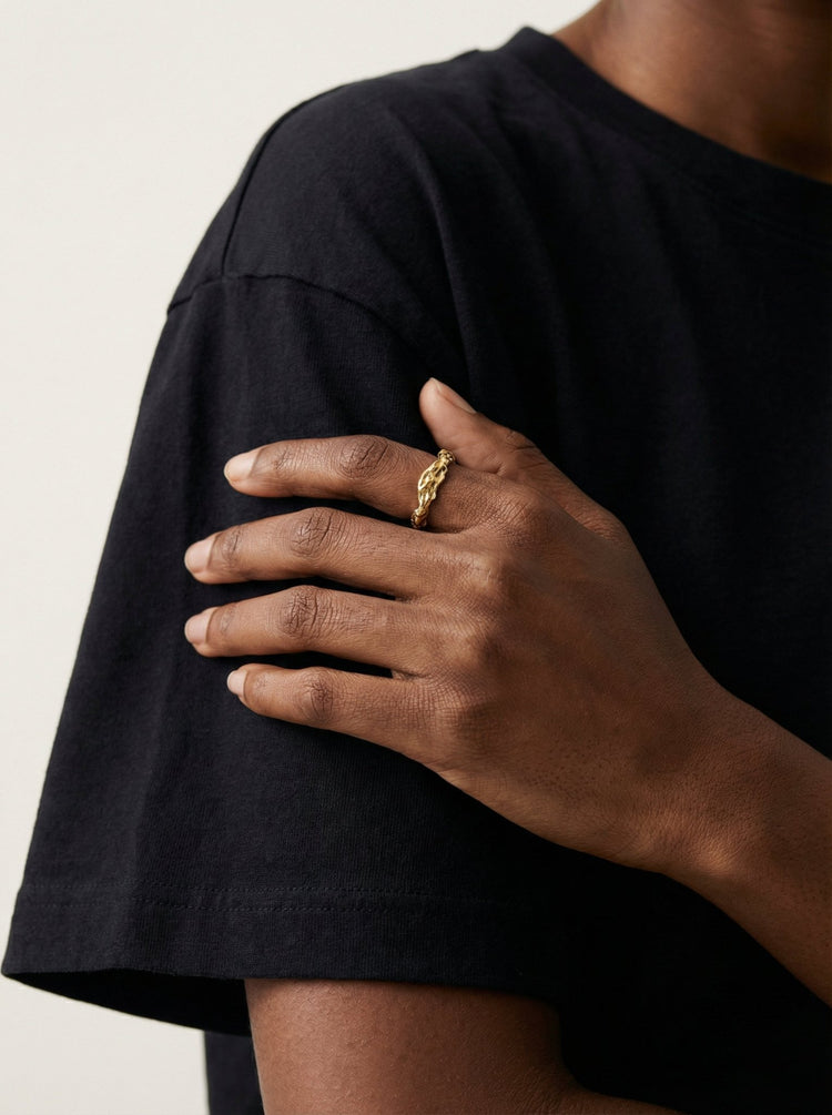 Gold modern ring. Modern minimalist jewelry made in Brooklyn New York llayers