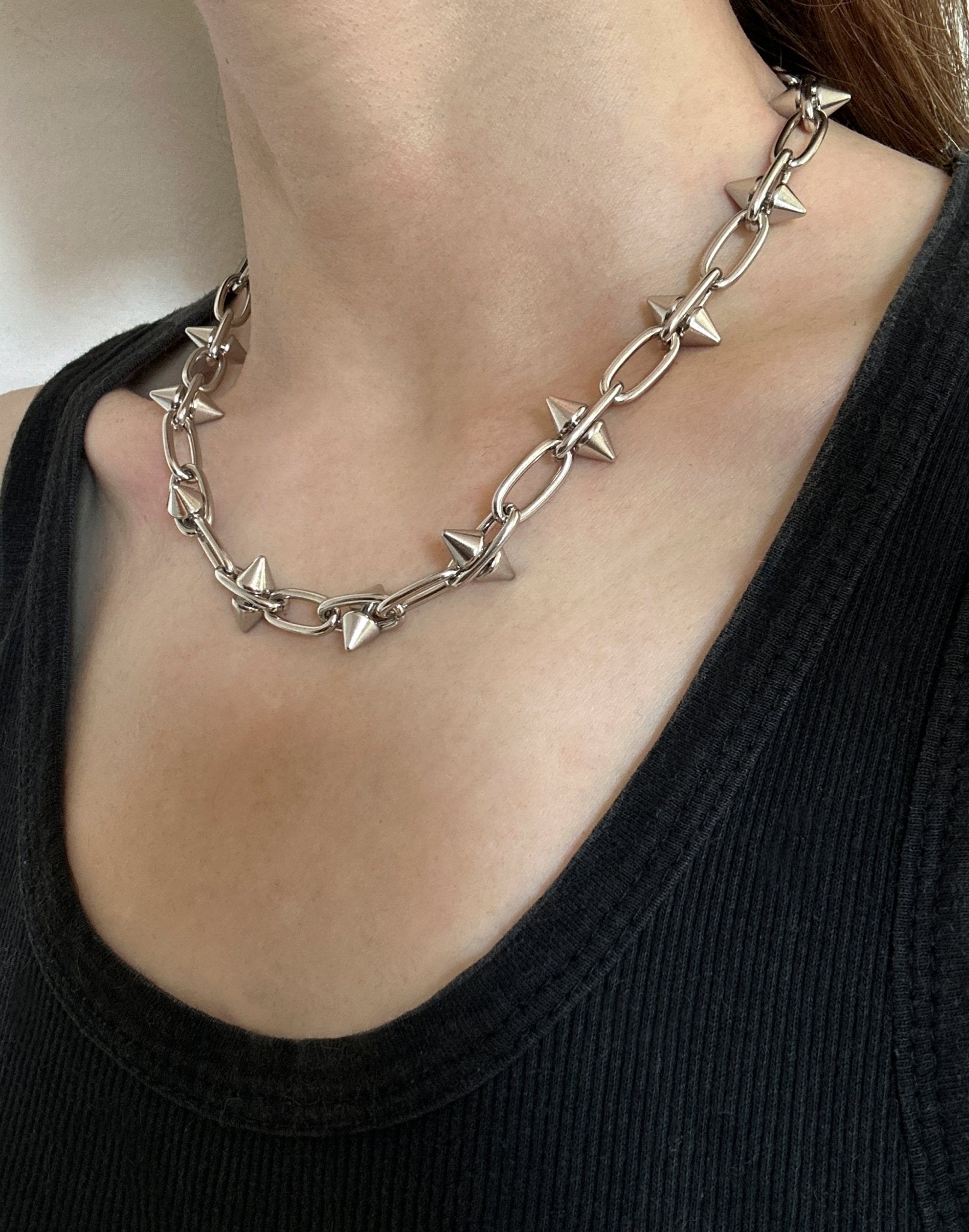 Women silver spike chain bracelet unisex stainless steel jewelry handmade New York Brooklyn by llayers