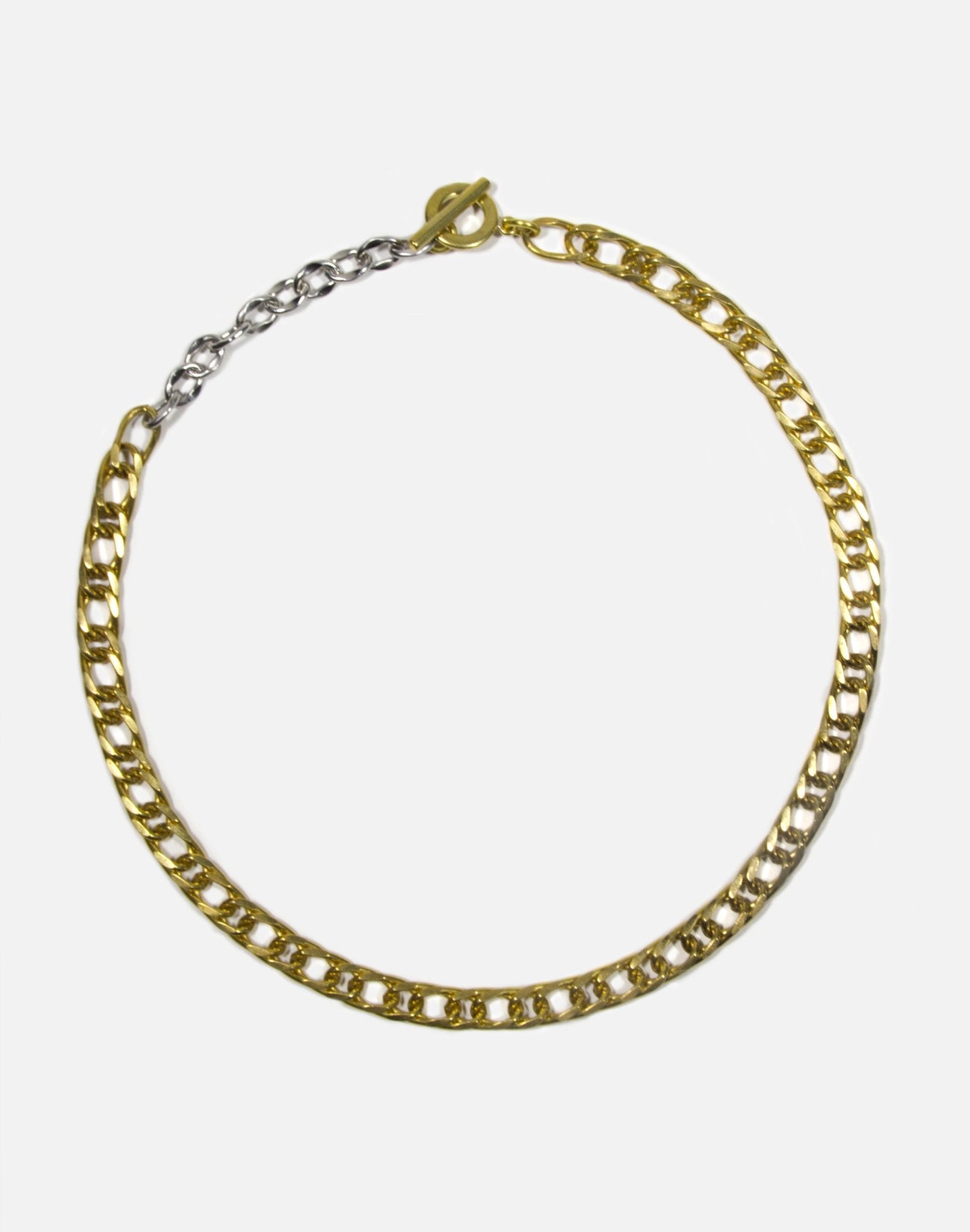 Two tone link chain figaro necklace gold and silver for men and women. Made in New York Brooklyn New York by llayers.