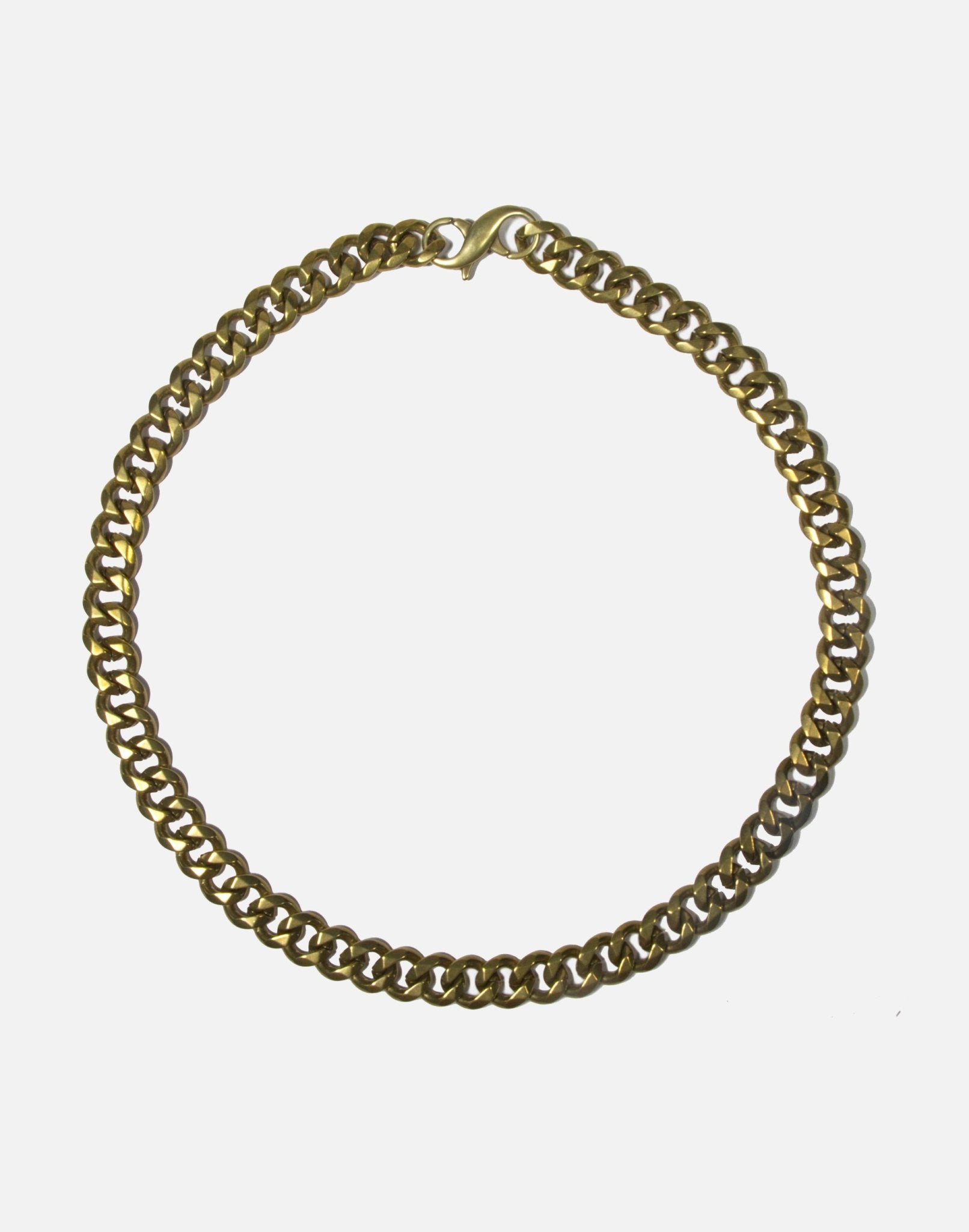 Gold curb chain necklace gold brass unisex jewelry handmade New York for men and women. Store in Brooklyn by llayers.