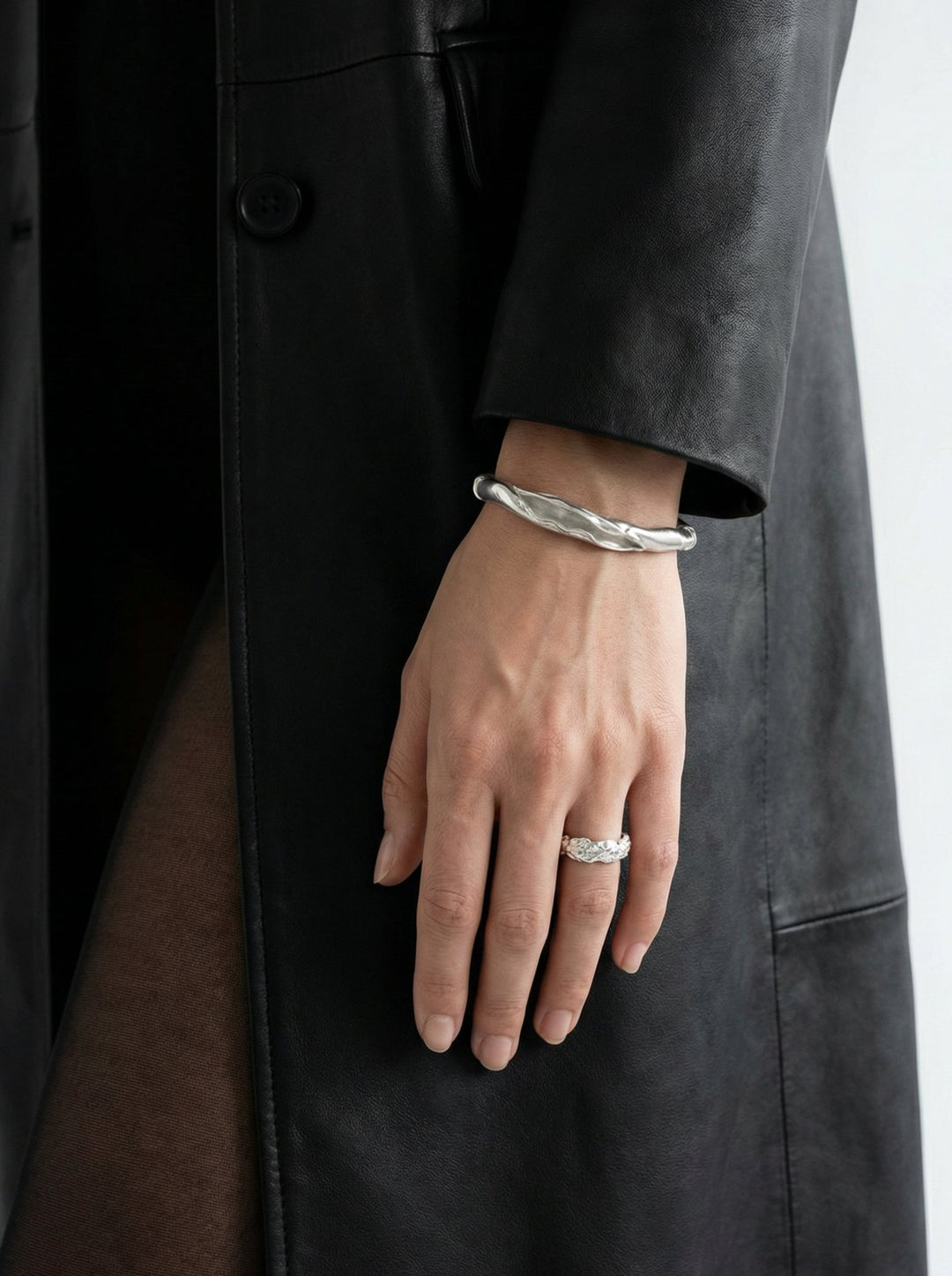 Women's silver cuff bracelet. Minimalist and modern jewelry made in Brooklyn New York by llayers.