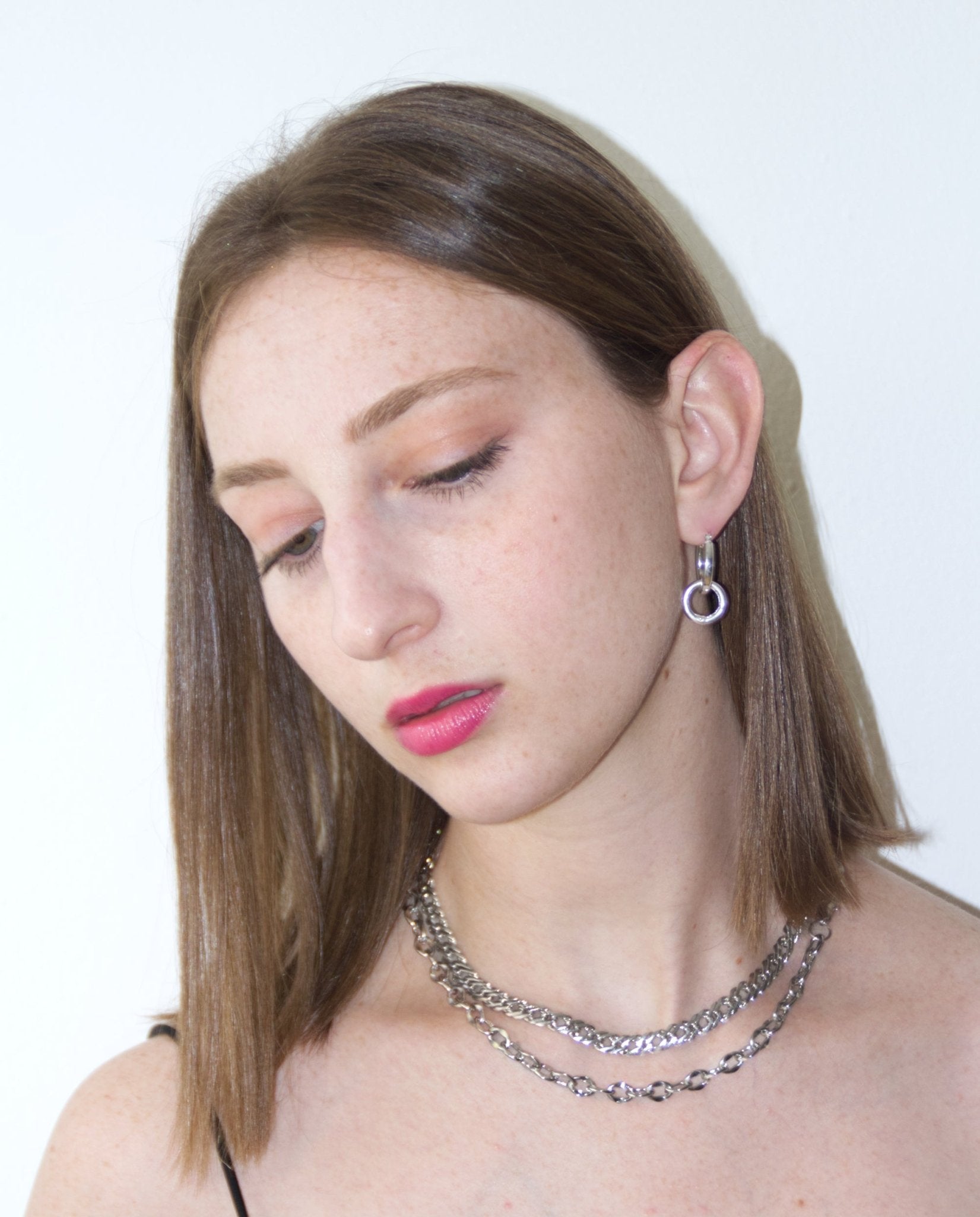 Women's Silver sleek chain necklace. Minimalist jewelry made in Brooklyn New York by llayers.