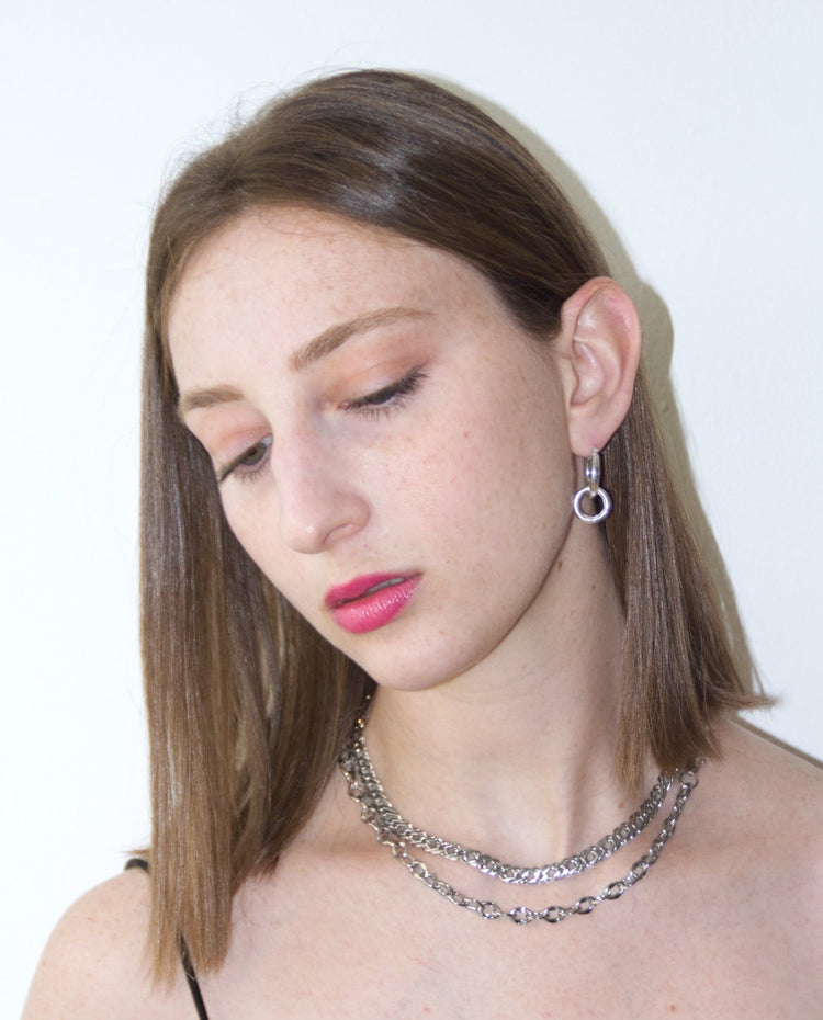 Women's Silver sleek chain necklace. Minimalist jewelry made in Brooklyn New York by llayers.