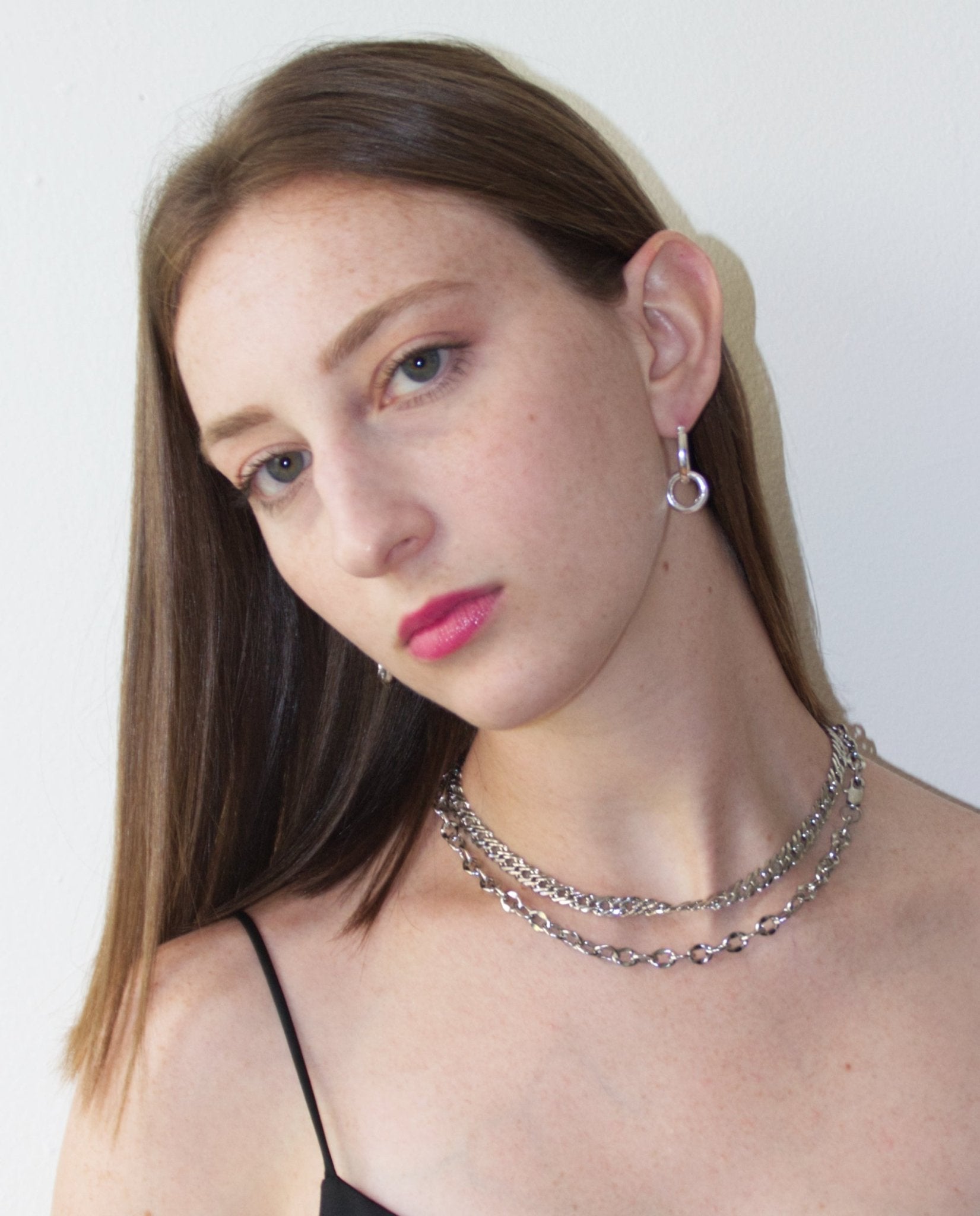 Women's Silver sleek chain necklace. Minimalist jewelry made in Brooklyn New York by llayers.