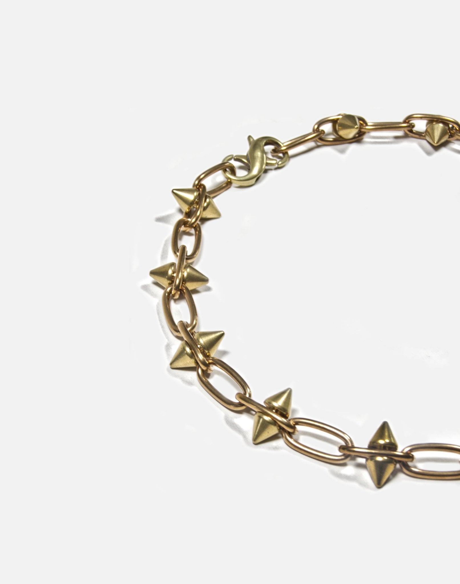 Women men spike gold brass chain necklace unisex jewelry handmade New York Brooklyn by llayers 