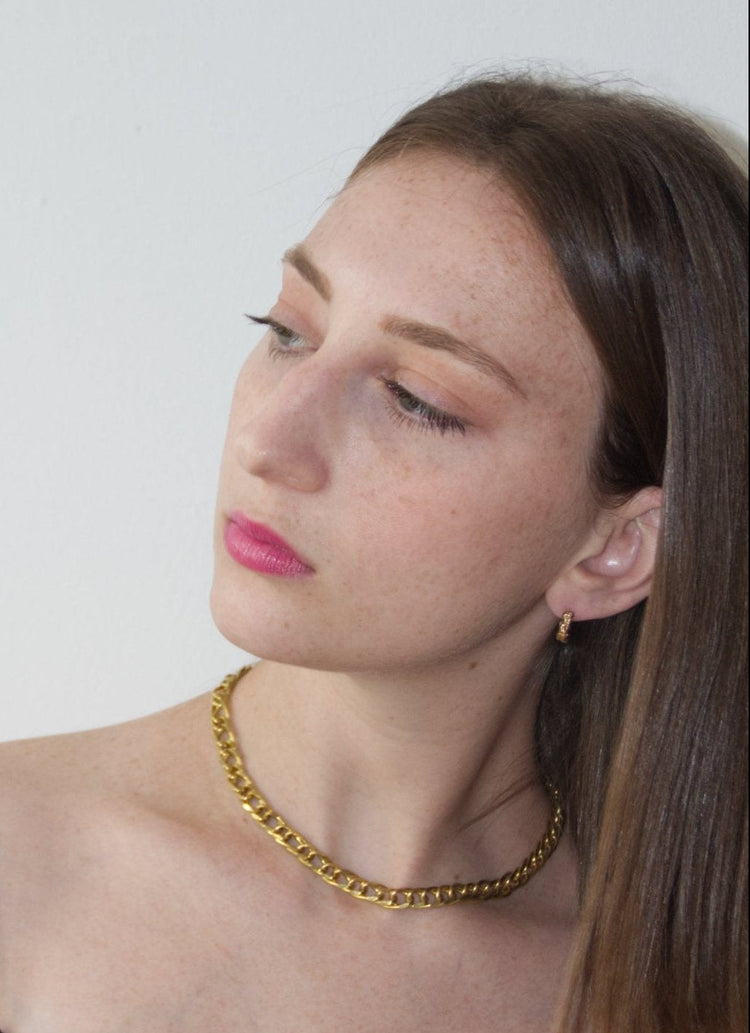 Women's Gold link double chain figaro necklace brass for men and women made in Brooklyn New York by llayers