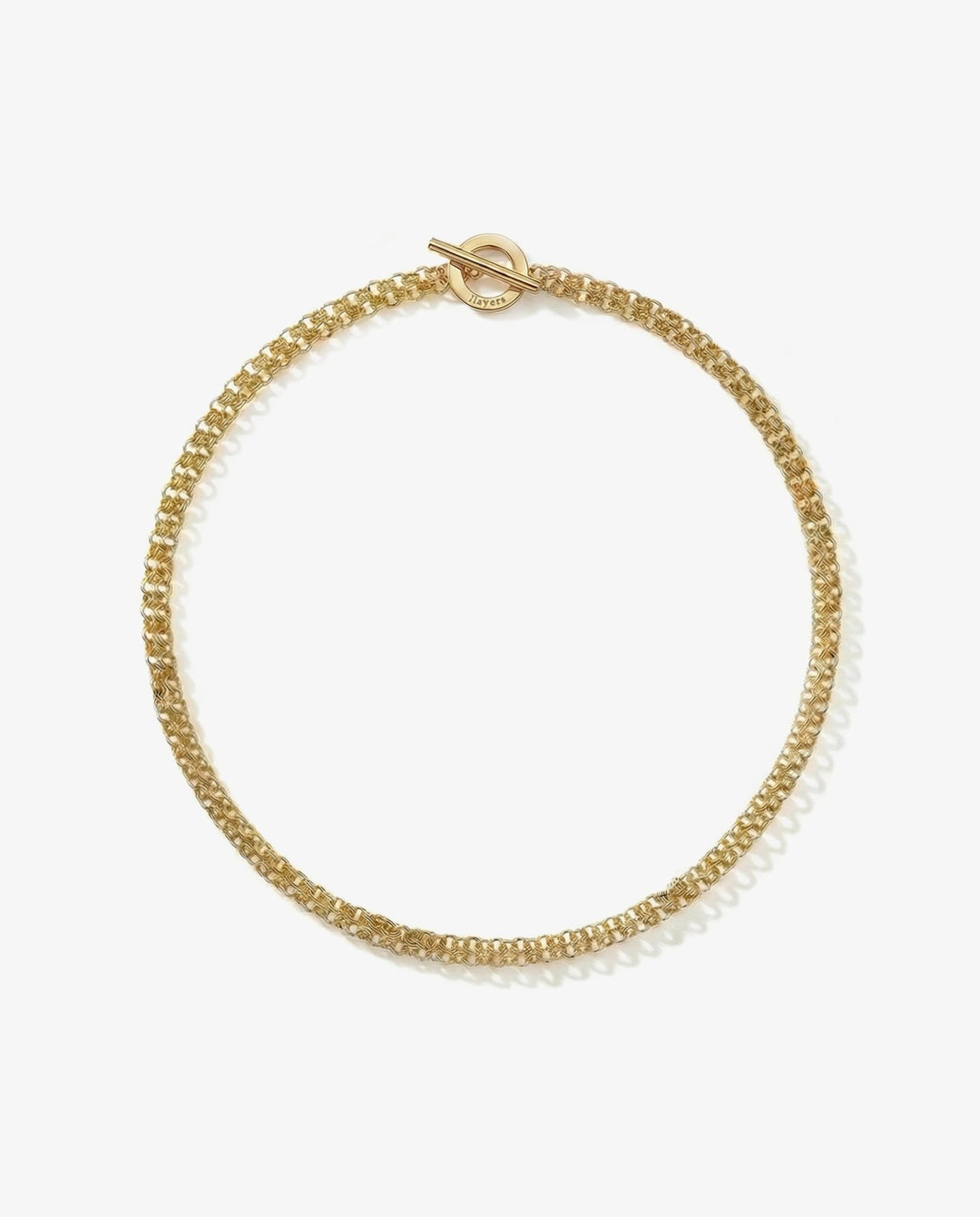 Gold two-row chain choker necklace. Men's and women's minimalist jewelry brand Made in Brooklyn New York by llayers.