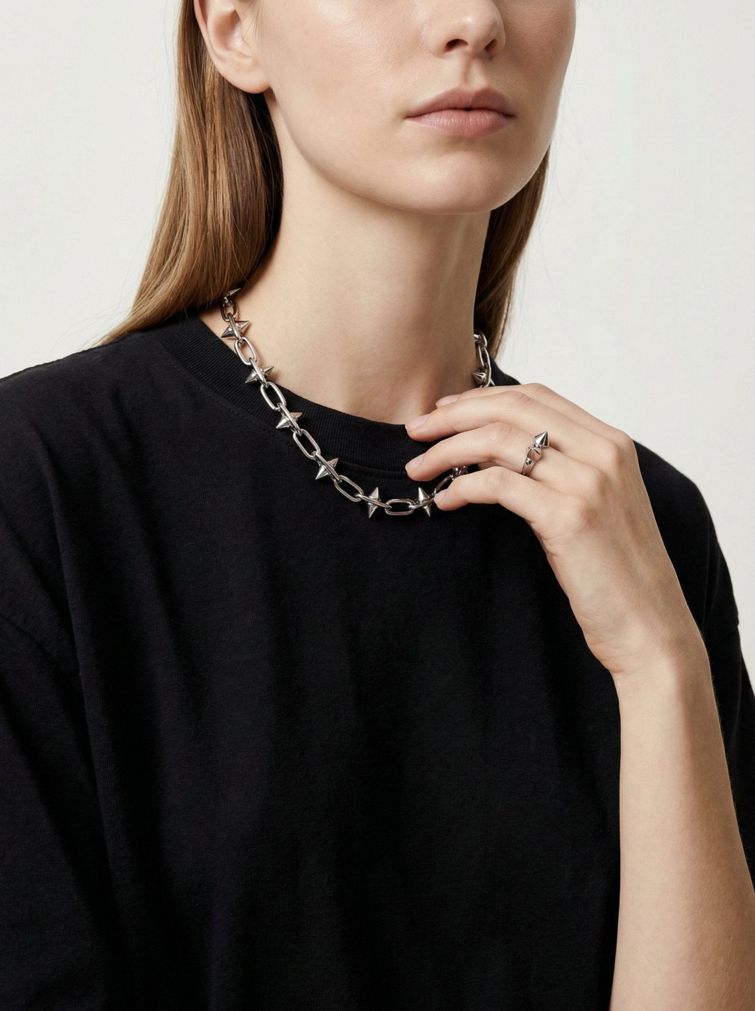 Silver spike chain bracelet unisex stainless steel jewelry handmade New York Brooklyn by llayers