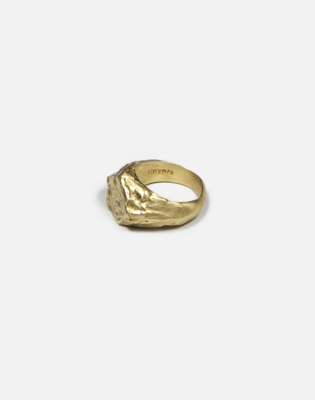 Gold brass signet ring molten inspired texture. Made in New York by llayers.