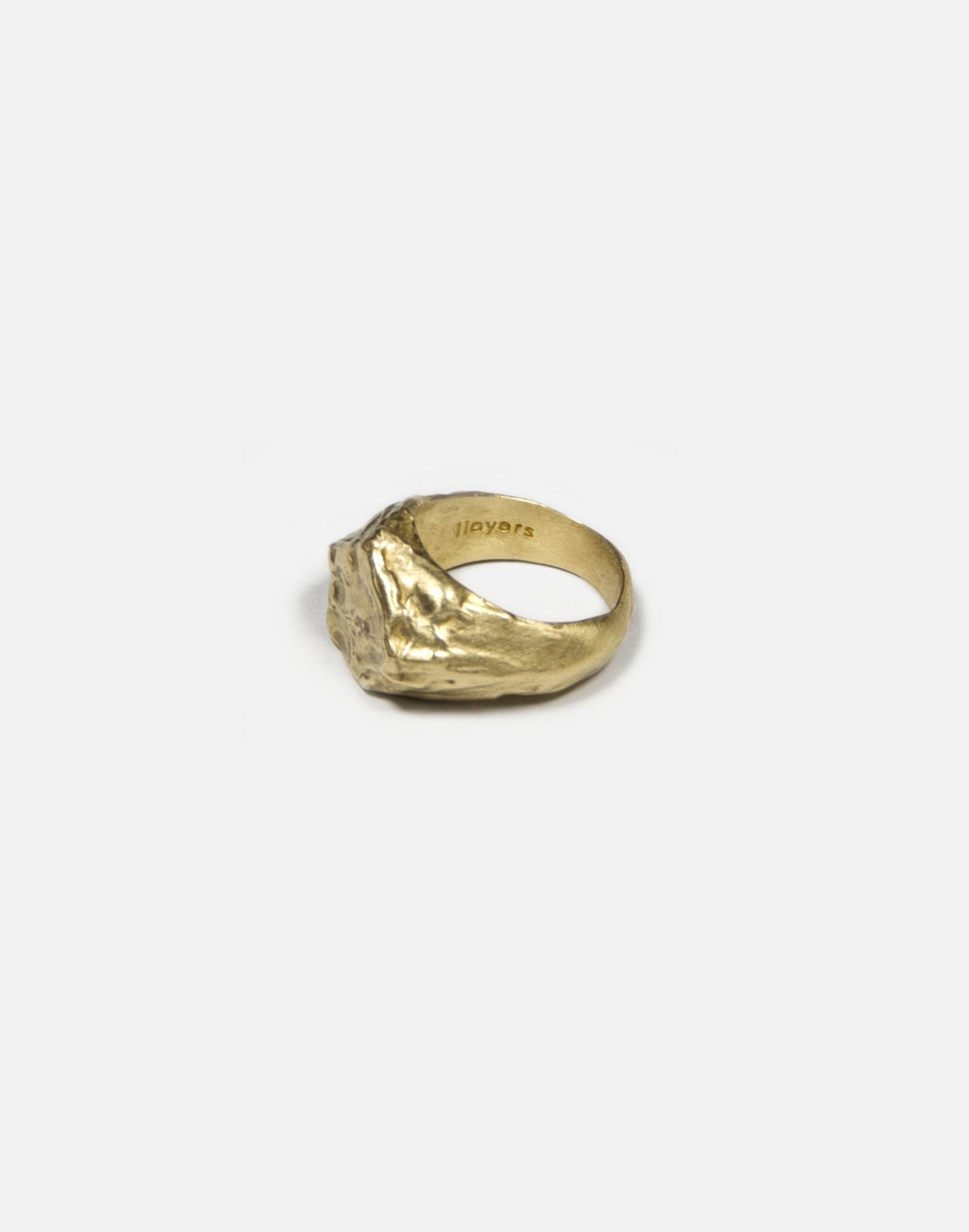 Gold brass signet ring molten inspired texture. Made in New York by llayers.