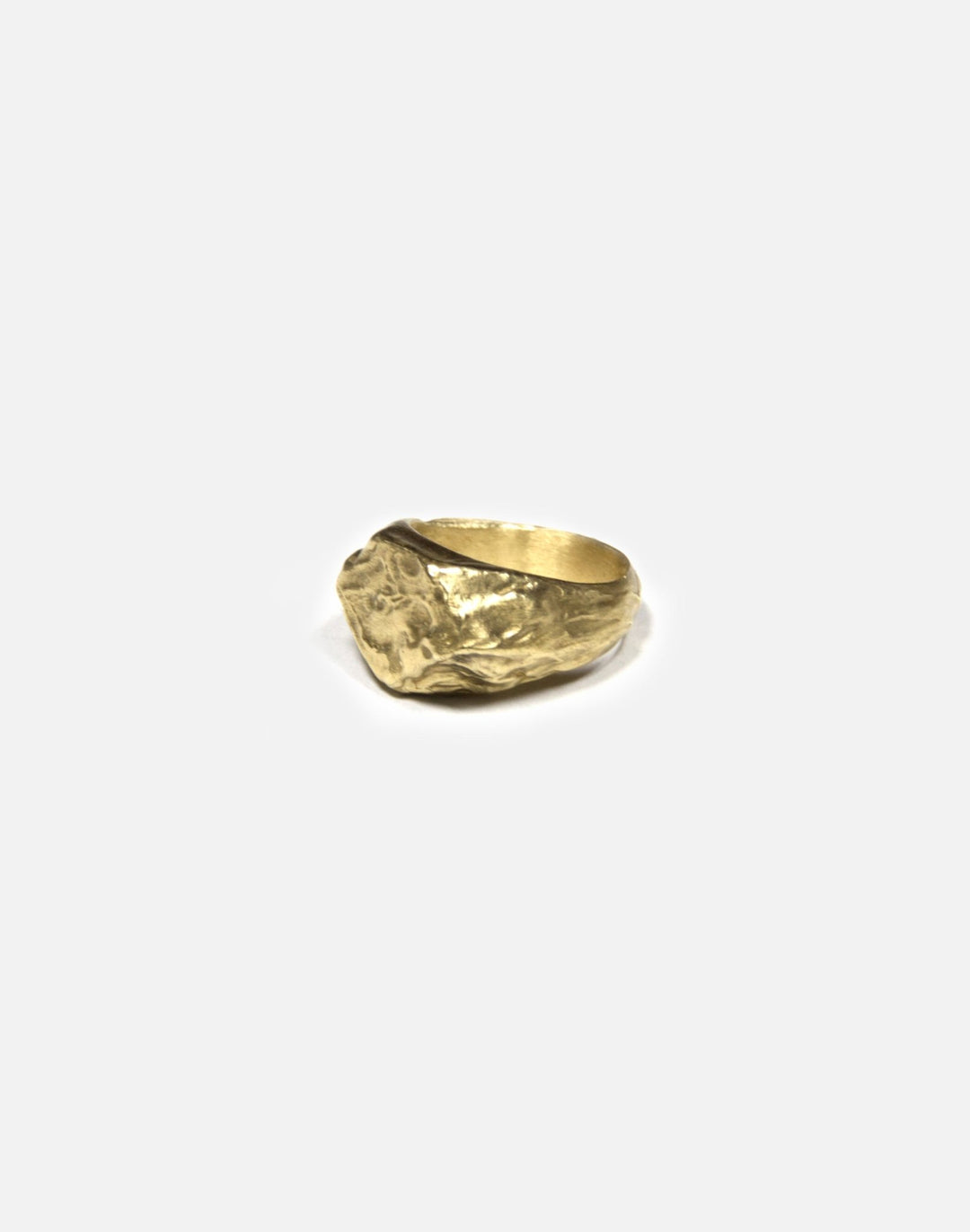 Brass signet ring molten inspired texture. Made in New York by llayers.