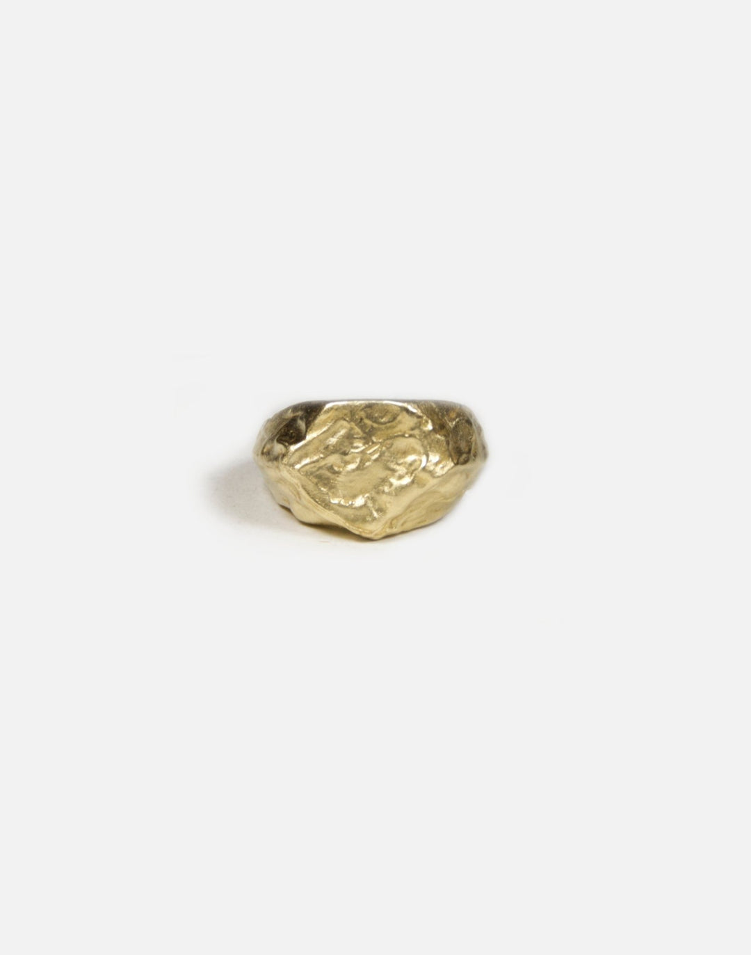 Brass signet ring molten inspired texture. Made in New York by llayers.