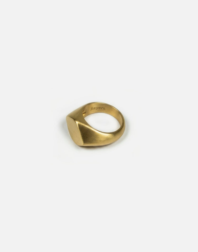 unisex brass hexagonal signet ring in New York by llayers prismal