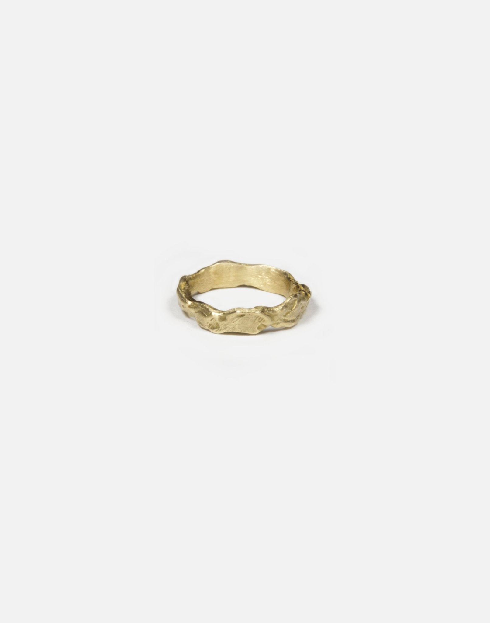 brass thin textured molten ring made in new york lava by llayers