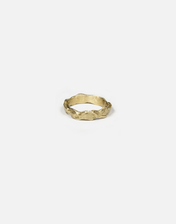 brass thin textured molten ring made in new york lava by llayers