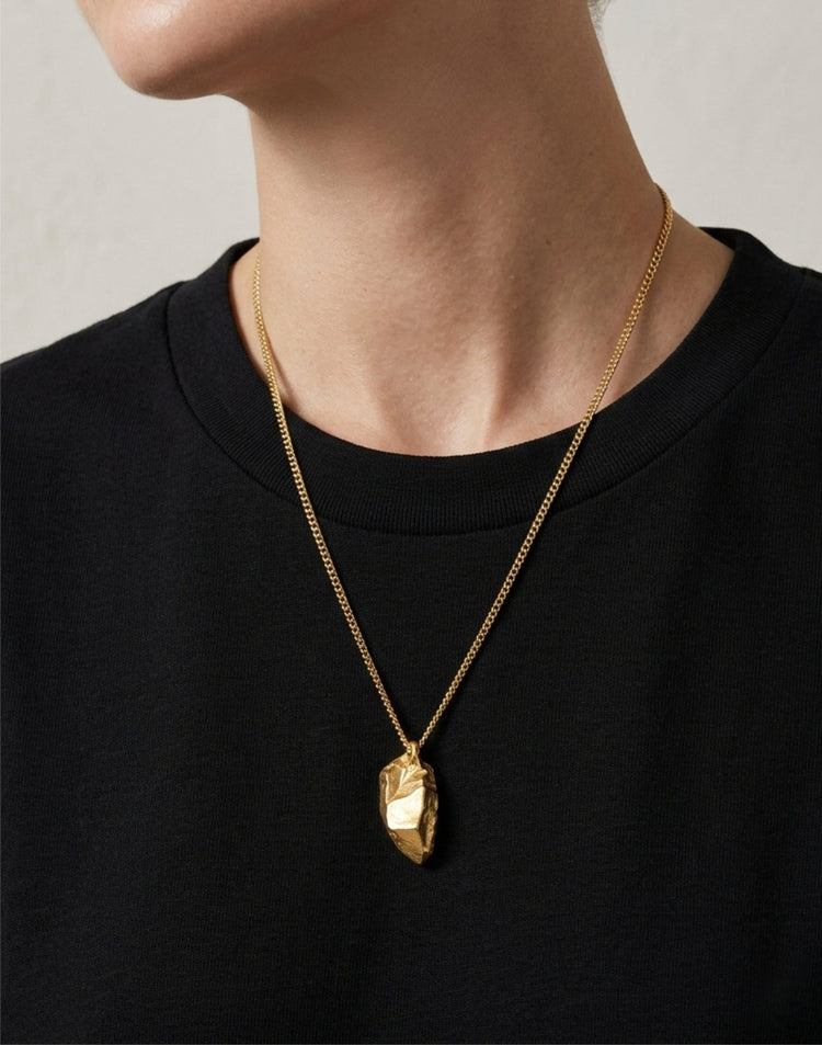 gold plated crystal rock pendant necklace made in new york spectral by llayers