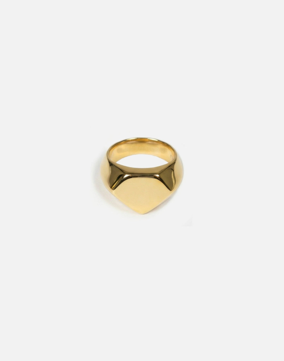 Gold plated brass hexagonal signet ring in New York by llayers