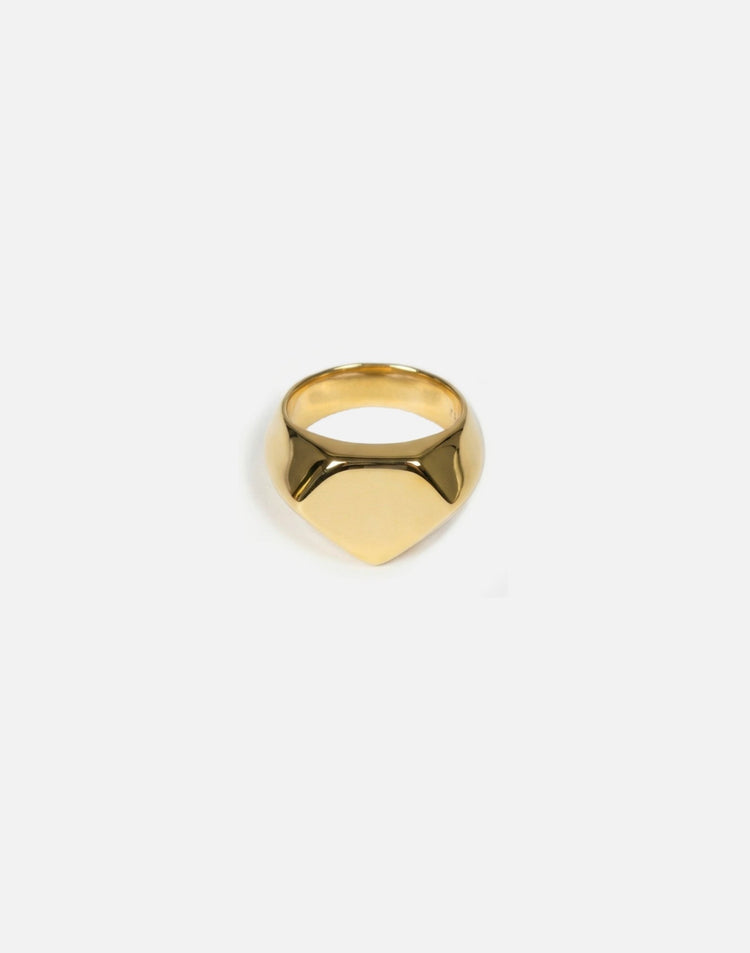 Gold plated brass hexagonal signet ring in New York by llayers