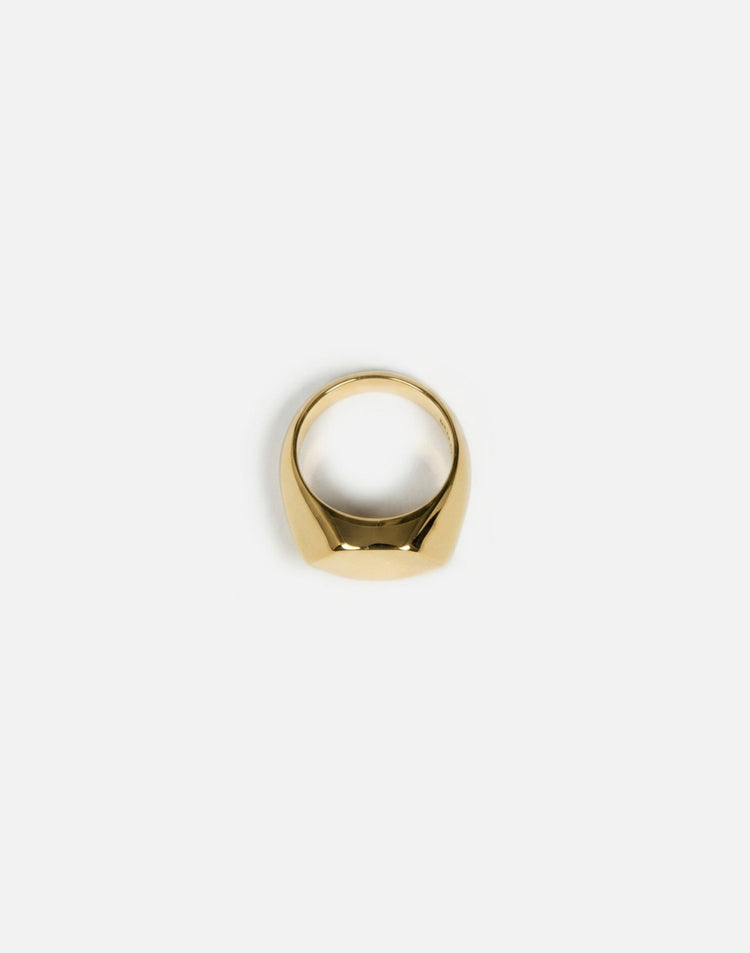 Gold plated brass hexagonal signet ring in New York by llayers