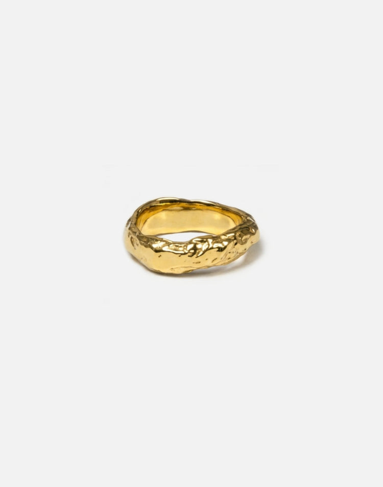 women's gold textured molten ring band made in new york magma by llayers