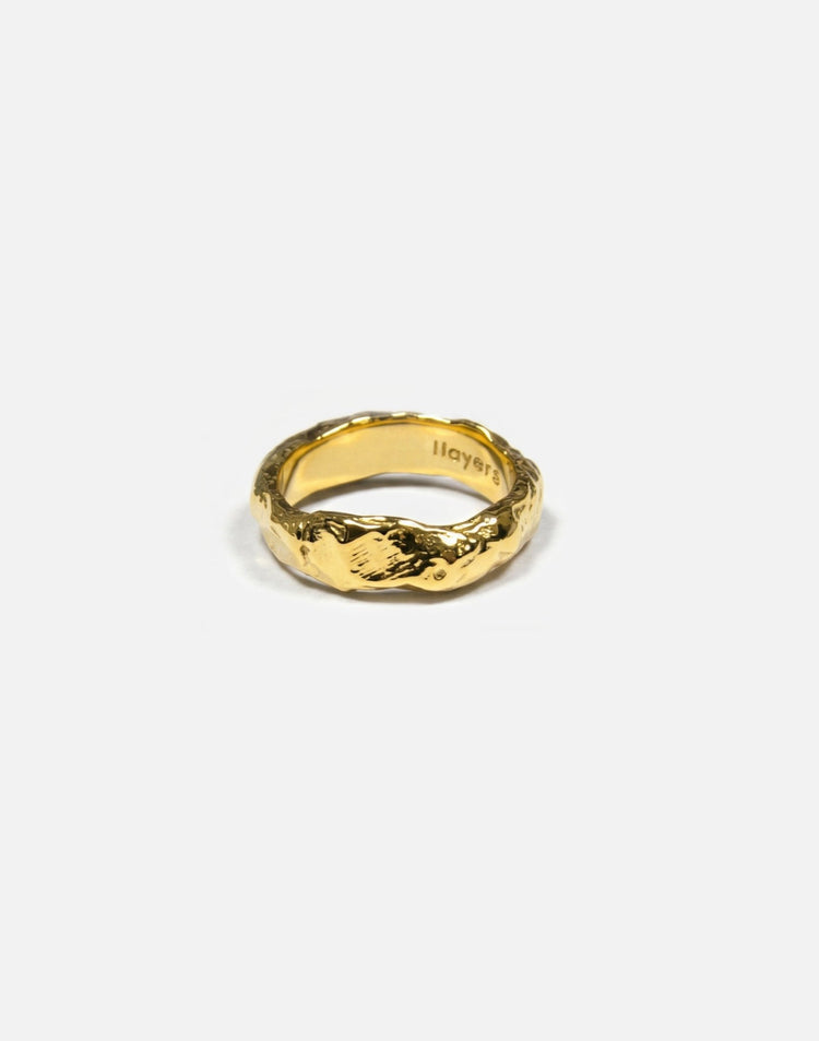 gold  refined molten ring band made in new york magma by llayers