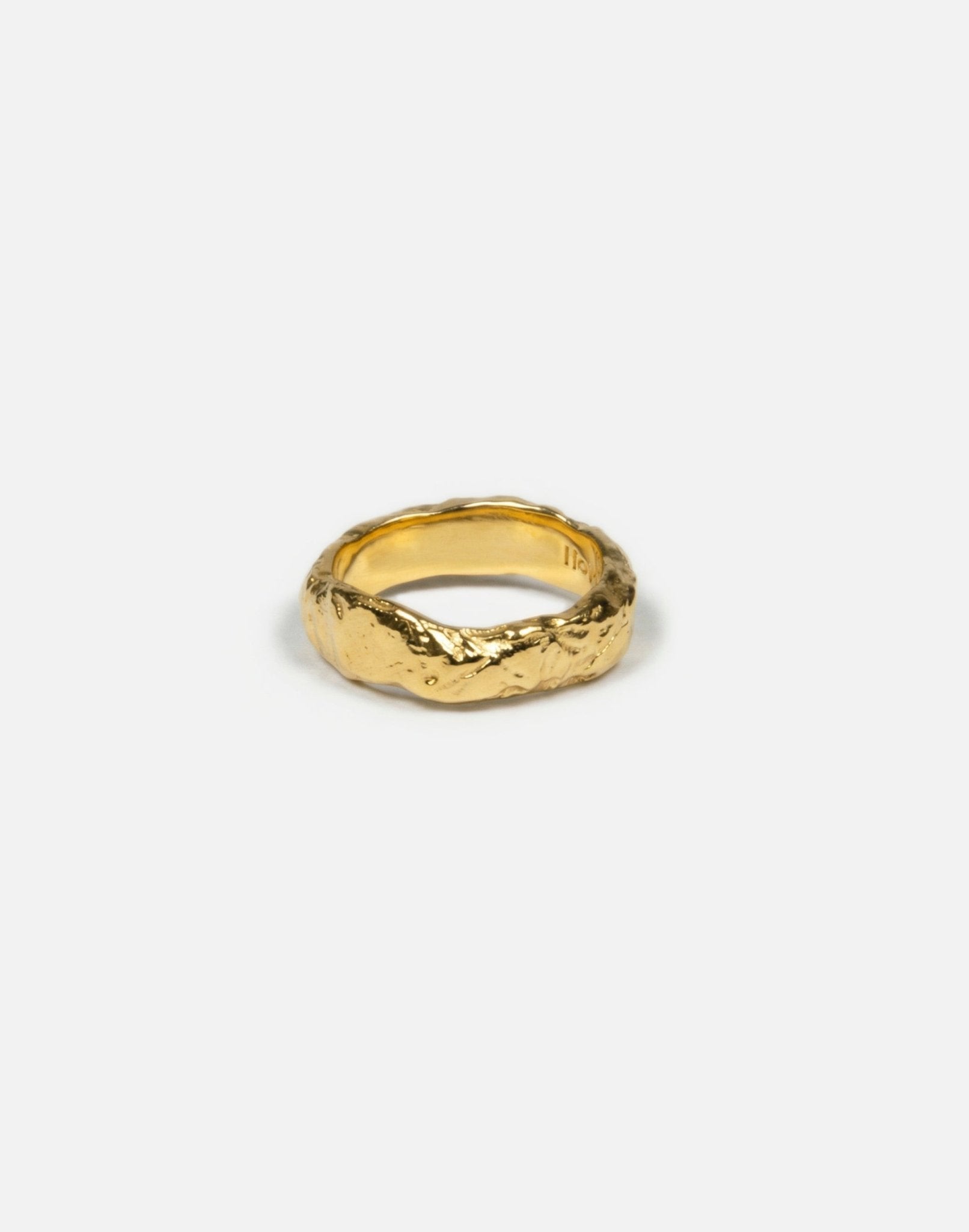 gold textured chic ring band made in new york magma by llayers