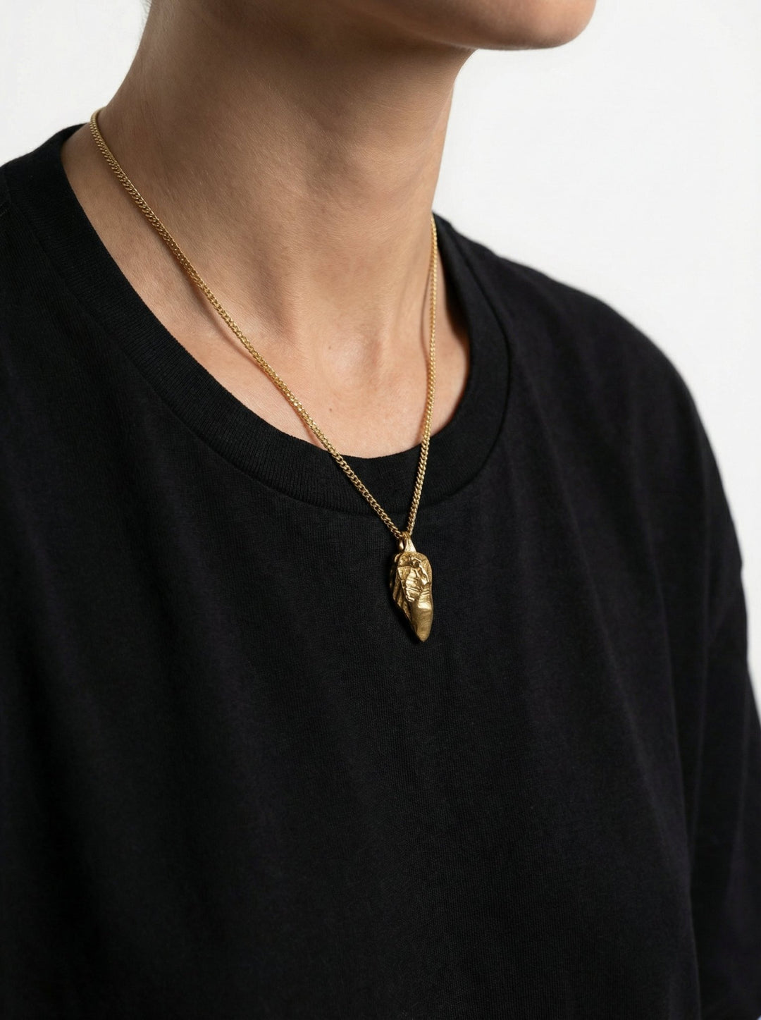 gold sculptural rock pendant necklace in new york by llayers 