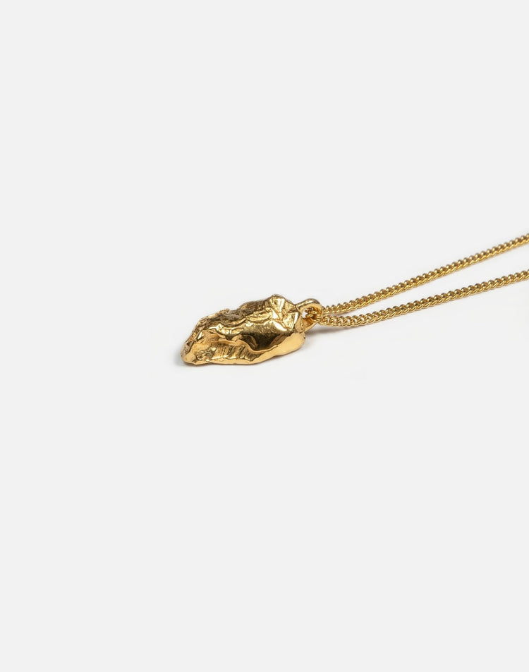 gold sculptural rock pendant necklace in new york by llayers 