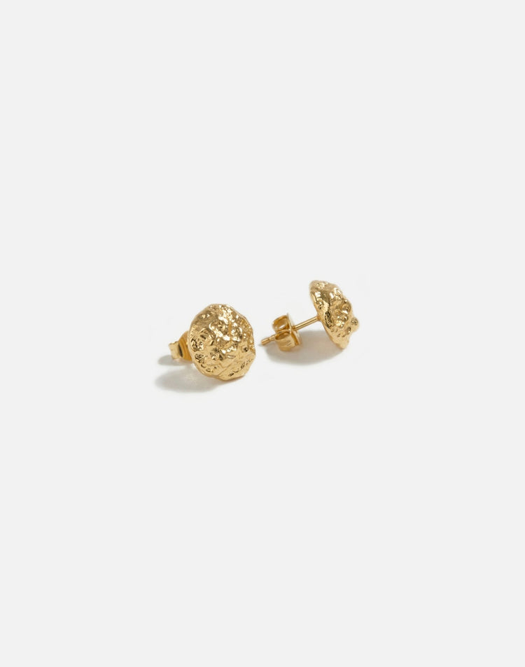 gold textured studs earrings crafted in new york drusy by llayers